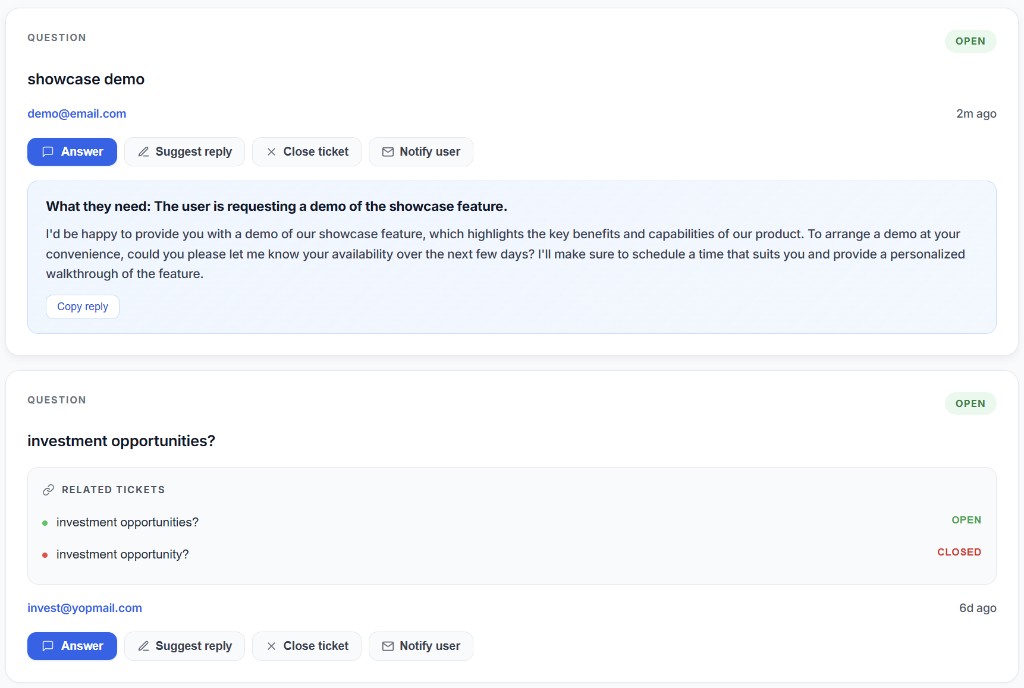 Support queue with AI assist